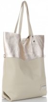 Bőr táska shopper bag Vittoria Gotti bézs V6538