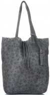 Bőr táska shopper bag Vittoria Gotti szürke VL299