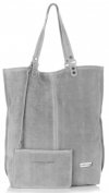 Bőr táska shopper bag Vittoria Gotti világosszürke V22