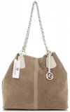 Bőr táska shopper bag Vittoria Gotti bézs V3081