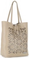 Bőr táska shopper bag Vittoria Gotti bézs V577