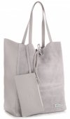 Bőr táska shopper bag Vittoria Gotti világosszürke V602