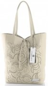 Bőr táska shopper bag Vittoria Gotti bézs V299F