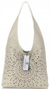 Bőr táska shopper bag Vittoria Gotti bézs V31