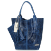 Uniwersalna Torebka Skórzana XL Shopper Bag w motyw zwierzęcy firmy Vittoria Gotti Jeansowa
