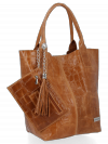 Uniwersalna Torebka Skórzana XL Shopper Bag w motyw zwierzęcy firmy Vittoria Gotti Ruda