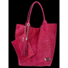 Włoskie Torebki Skórzane Shopper Bag w motyw aligatora firmy Vittoria Gotti Fuksja