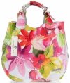 Modna Torebka Skórzana Shopper Bag w Kwiaty firmy Vittoria Gotti Różowa