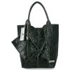 Uniwersalna Torebka Skórzana XL Shopper Bag w motyw zwierzęcy firmy Vittoria Gotti Butelkowa Zieleń