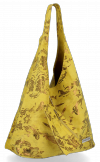 Modna Torebka Skórzana w kwiaty XL firmy Vittoria Gotti Shopper z Etui Żółta