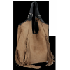 Modne Torebki Skórzane Shopper Bag z Frędzlami firmy Vittoria Gotti Ziemista