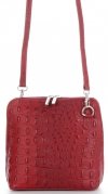 Włoska Torebka Skórzana Listonoszka firmy Genuine Leather we wzór Krokodyla Bordowa 
