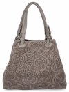 Włoska Torebka Skórzana Shopper Bag w Modne Wzory 5566-S Ziemista