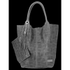 Modne Torebki Skórzane Shopper Bag XL z Etui firmy Vittoria Gotti Szara
