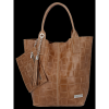 Modne Torebki Skórzane Shopper Bag XL z Etui firmy Vittoria Gotti Ziemista