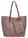 Torebka Damska Shopper Bag XXL z Kosmetyczką firmy Herisson H8805 Ciemno Beżowa