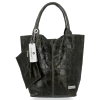 Uniwersalna Torebka Skórzana XL Shopper Bag w motyw zwierzęcy firmy Vittoria Gotti Ciemno Zielona