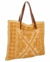 Włoska Torebka Shopper bag w Modne Wzory 5887 Żółta