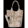 Modna Torebka Skórzana Shopper Bag w kwiaty firmy Vittoria Gotti Beżowa