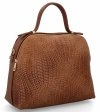 Elegancka Torebka Skórzana Włoski Kuferek 2 Komory 5273 Ruda