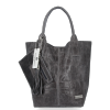 Uniwersalna Torebka Skórzana XL Shopper Bag w motyw zwierzęcy firmy Vittoria Gotti Szara