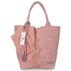 Włoskie Torebki Skórzane Shopper Bag w motyw aligatora firmy Vittoria Gotti Różowa