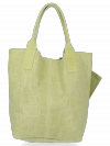 Modne Torebki Skórzane Shopper Bag XL z Etui firmy Vittoria Gotti Limonka