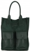 GEANȚĂ DIN PIELE shopper bag Vittoria Gotti verde de sticlă V27A