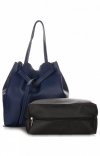 GEANȚĂ DIN PIELE shopper bag Genuine Leather bleumarin 1158