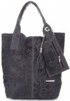 GEANȚĂ DIN PIELE shopper bag Vittoria Gotti grafit V10