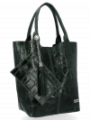 GEANȚĂ DIN PIELE shopper bag Vittoria Gotti verde de sticlă B15