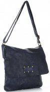 GEANȚĂ DIN PIELE tip poștaș Genuine Leather bleumarin L5127