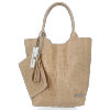 GEANȚĂ DIN PIELE shopper bag Vittoria Gotti bej B22