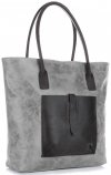 GEANȚĂ DIN PIELE shopper bag Genuine Leather gri deschis 358