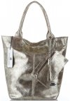 GEANȚĂ DIN PIELE shopper bag Vittoria Gotti argint V6141