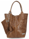 GEANȚĂ DIN PIELE shopper bag Vittoria Gotti maro pământiu B15