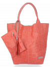 GEANȚĂ DIN PIELE shopper bag Vittoria Gotti coral B22