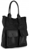 GEANȚĂ DIN PIELE shopper bag Vittoria Gotti negru V27A