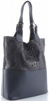 GEANȚĂ DIN PIELE shopper bag Genuine Leather gri 216