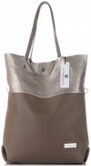 GEANȚĂ DIN PIELE shopper bag Vittoria Gotti maro pământiu V6538