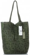 GEANȚĂ DIN PIELE shopper bag Vittoria Gotti verde de sticlă VL299