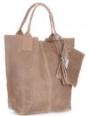 GEANȚĂ DIN PIELE shopper bag Genuine Leather maro pământiu 777