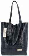 GEANȚĂ DIN PIELE shopper bag Vittoria Gotti bleumarin V299COCO