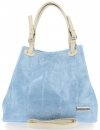 GEANȚĂ DIN PIELE shopper bag Vittoria Gotti albastru deschis V692754
