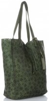 GEANȚĂ DIN PIELE shopper bag Vittoria Gotti verde de sticlă VL299