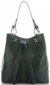 GEANȚĂ DIN PIELE shopper bag Vittoria Gotti verde de sticlă V344