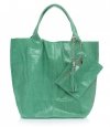 GEANȚĂ DIN PIELE shopper bag Genuine Leather verde 555
