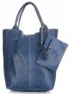 GEANȚĂ DIN PIELE shopper bag Genuine Leather albastru 777