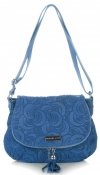 GEANȚĂ DIN PIELE tip poștaș Vittoria Gotti denim V221F