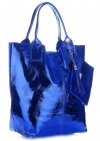 GEANȚĂ DIN PIELE shopper bag Genuine Leather denim 555